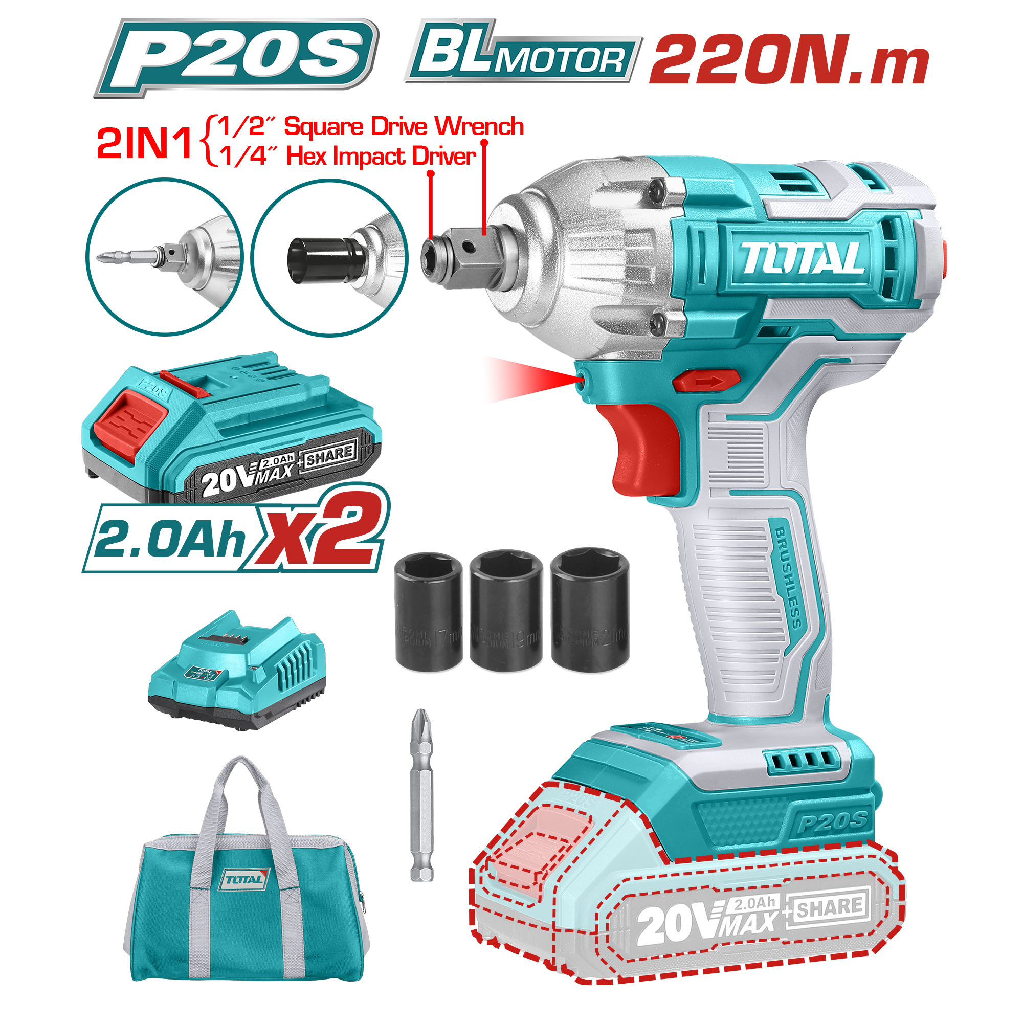 BATTERY IMPAT DRILL AND DRIVER 20 VOLT WITH BATTERY AND CHARGER