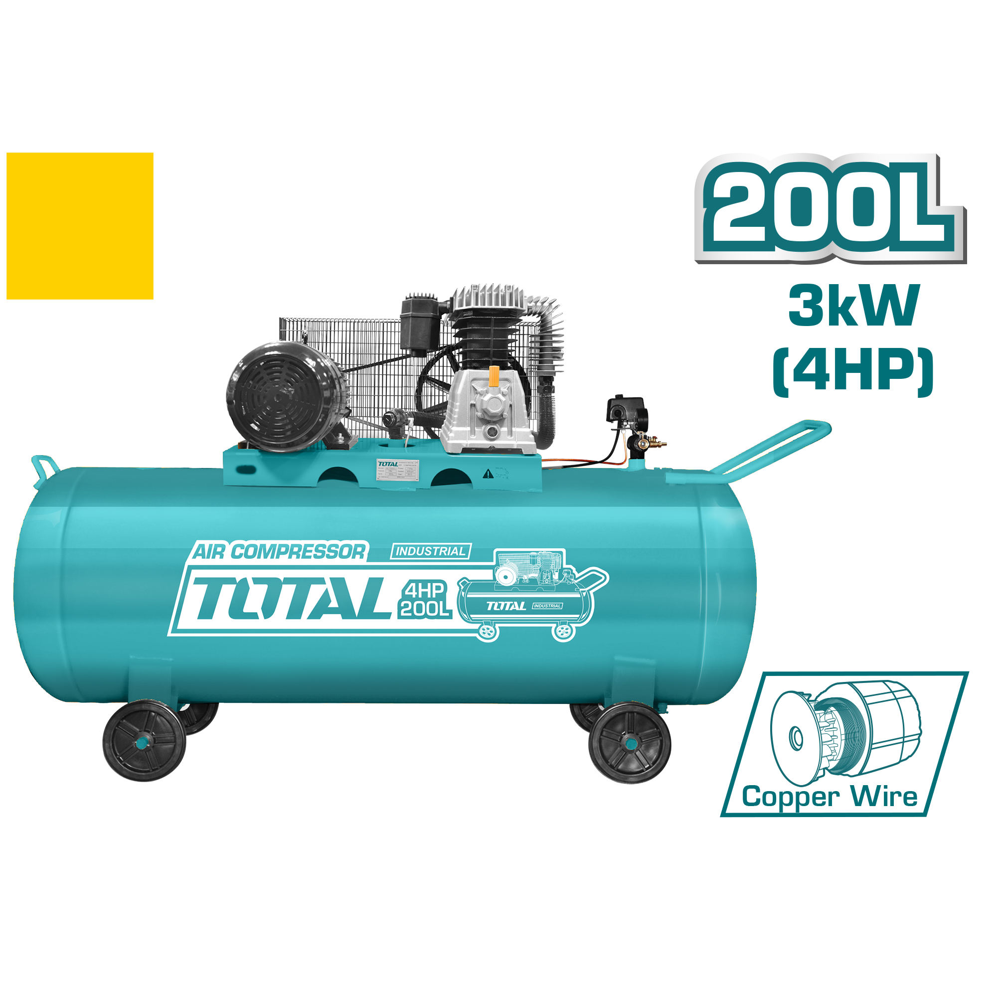 AIR COMPRESSOR 200 LITER 4 HP COPPER WIRE