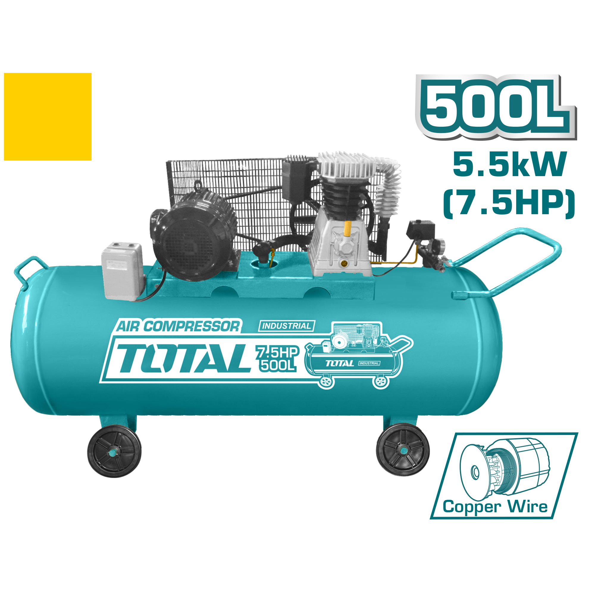 AIR COMPRESSOR 500 LITER 7.5 HP COPPER WIRE 380 VOLT