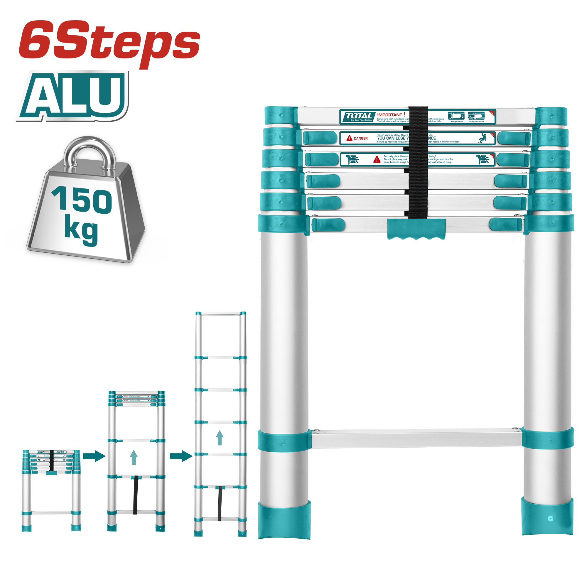 TELESCOPIC LADDER 6 STEPS 2 METER