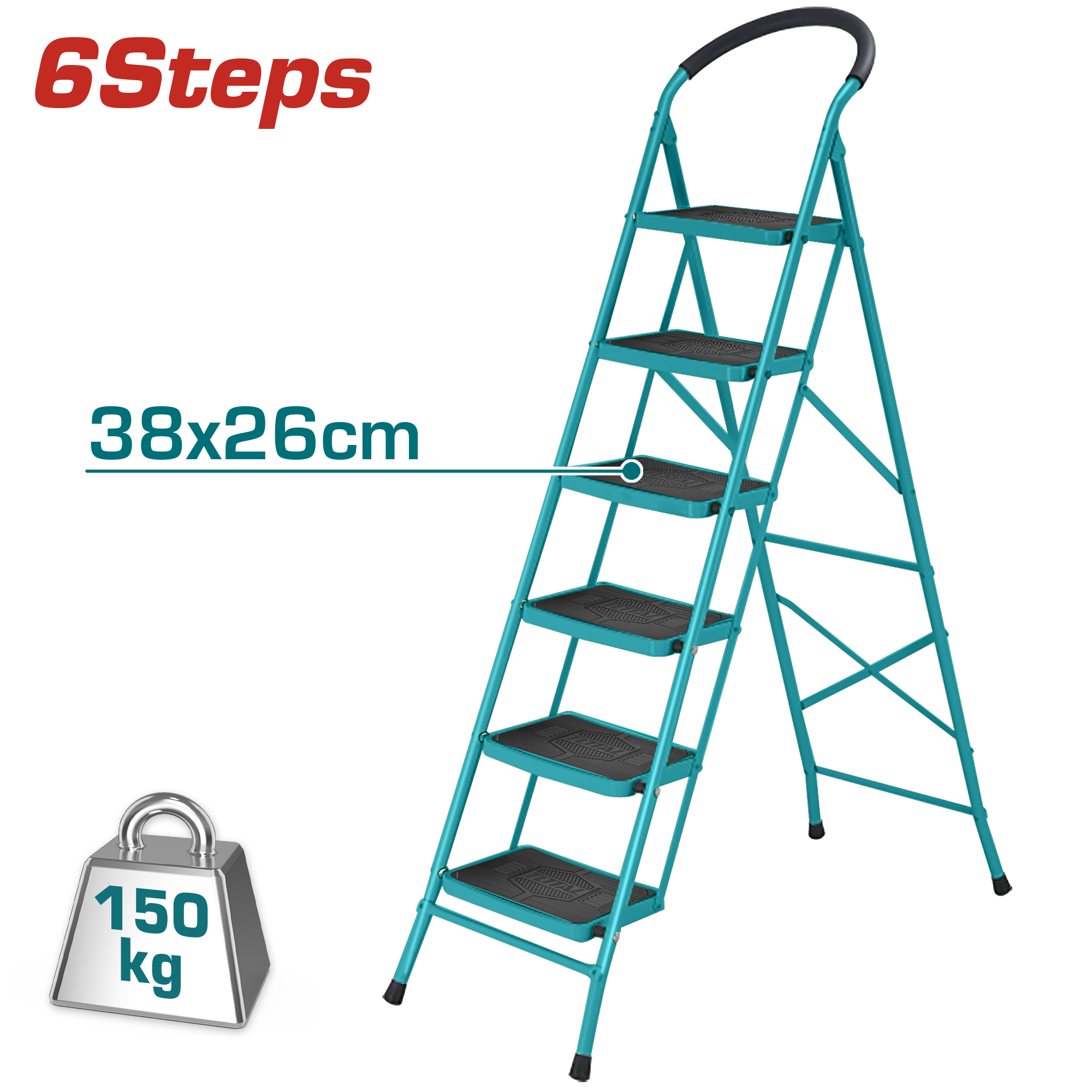 STEEL LADDER 6 STEPS 2 METER