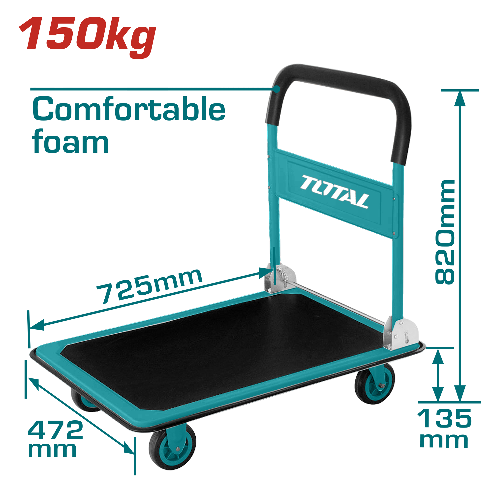 FOLDABLE PALTFORM HAND TRUCK 150 KG SIZE 472×752