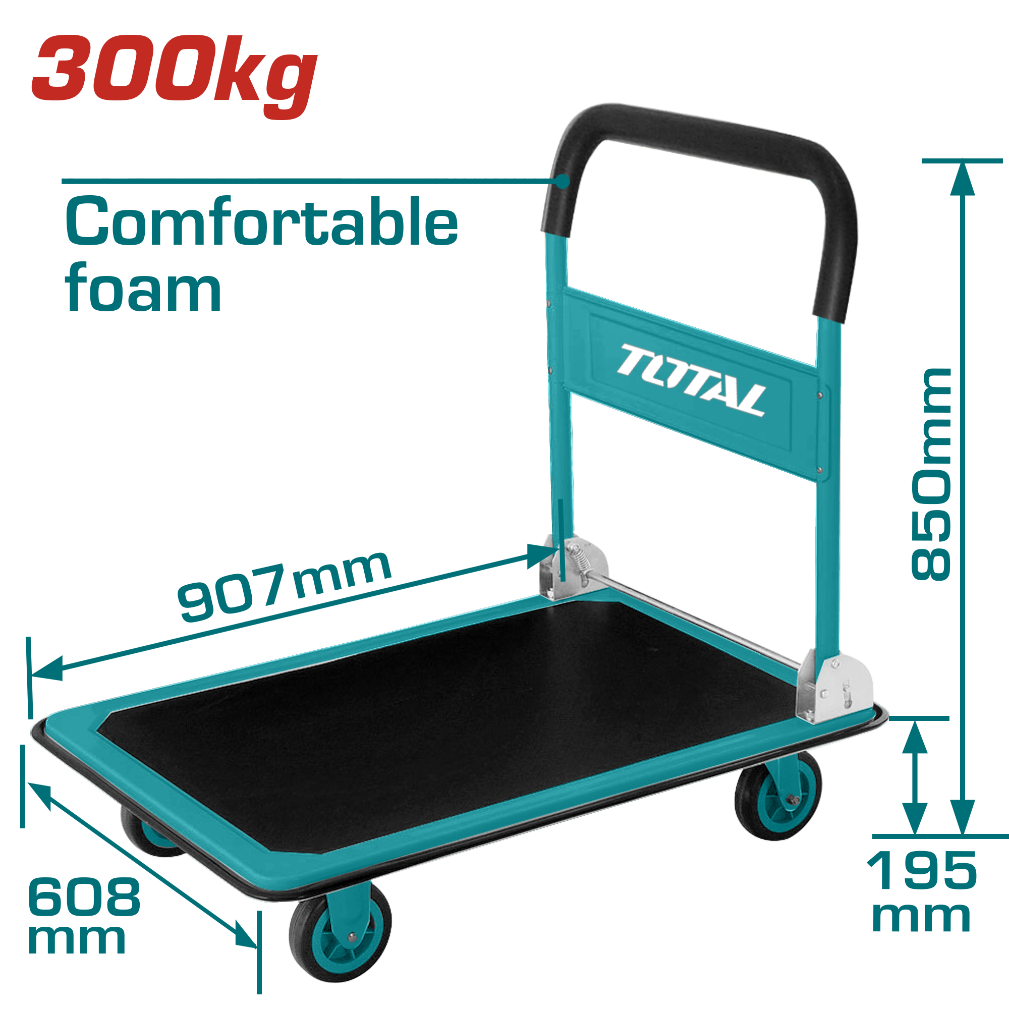 FOLDABLE PALTFORM HAND TRUCK 300 KG SIZE 608×907