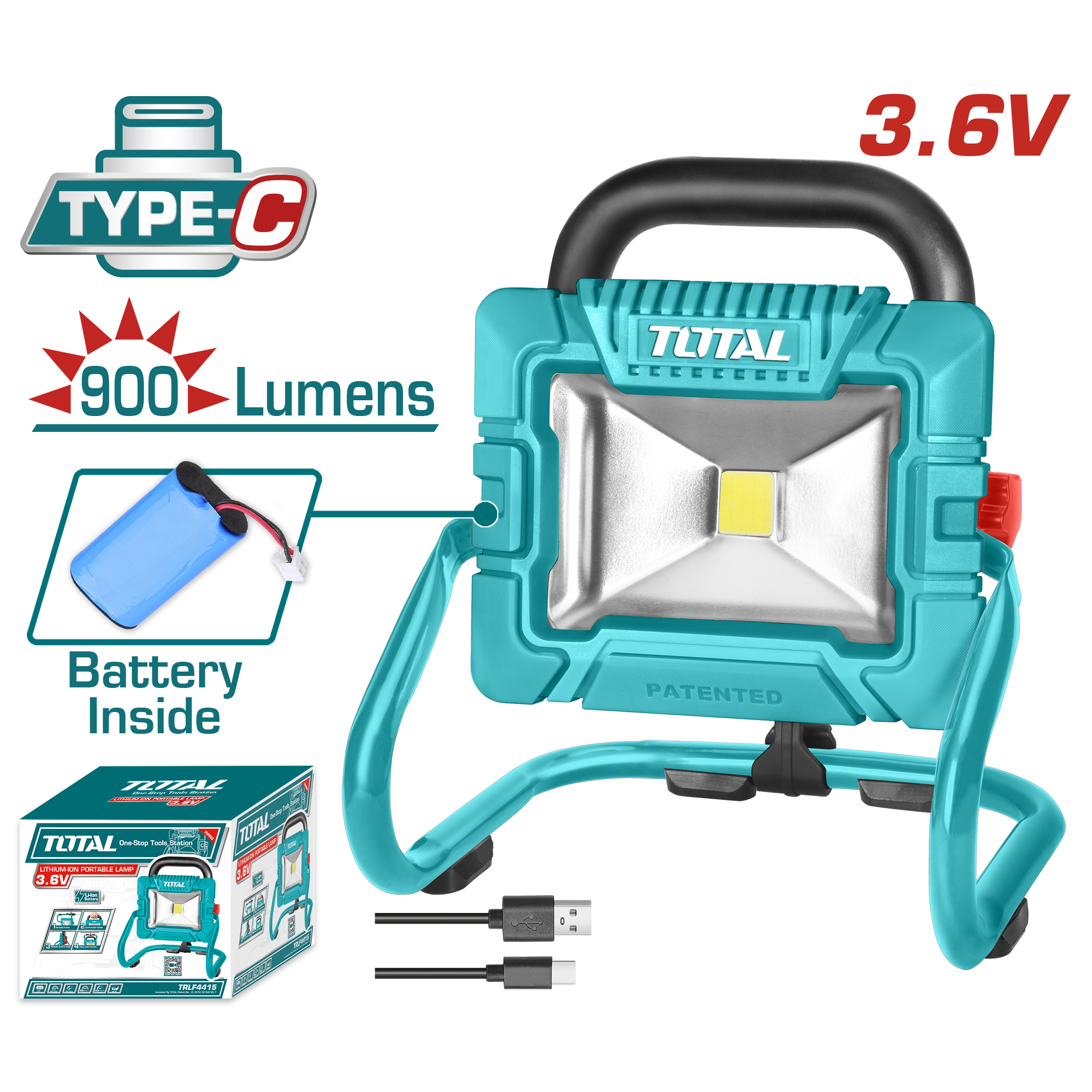 LITHIUM ION PORTABLE LAMP 20 VOLT TYPE C BATTERY