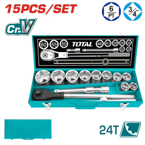 SOCKET SET 3/4 INCH 15 PCS