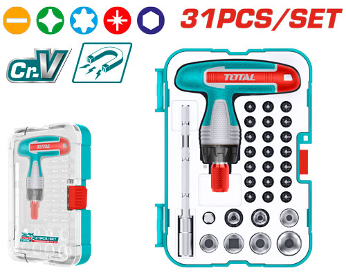 T-HANDLE RACHET SCREWDRIVER SET 31 PCS