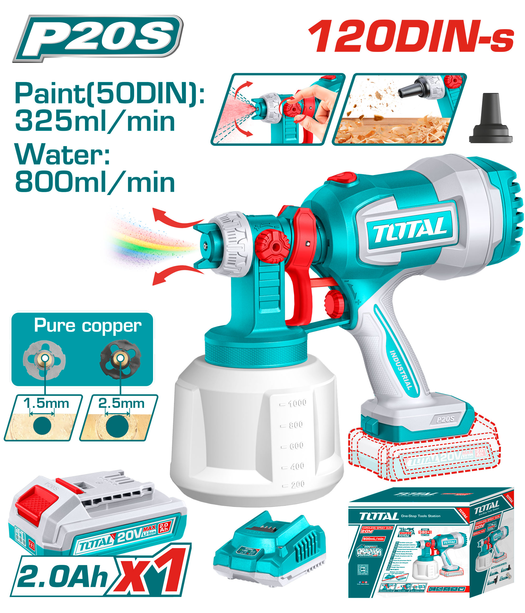 CORDLESS SPRAY GUN WITH BATTERY AND CHARGER