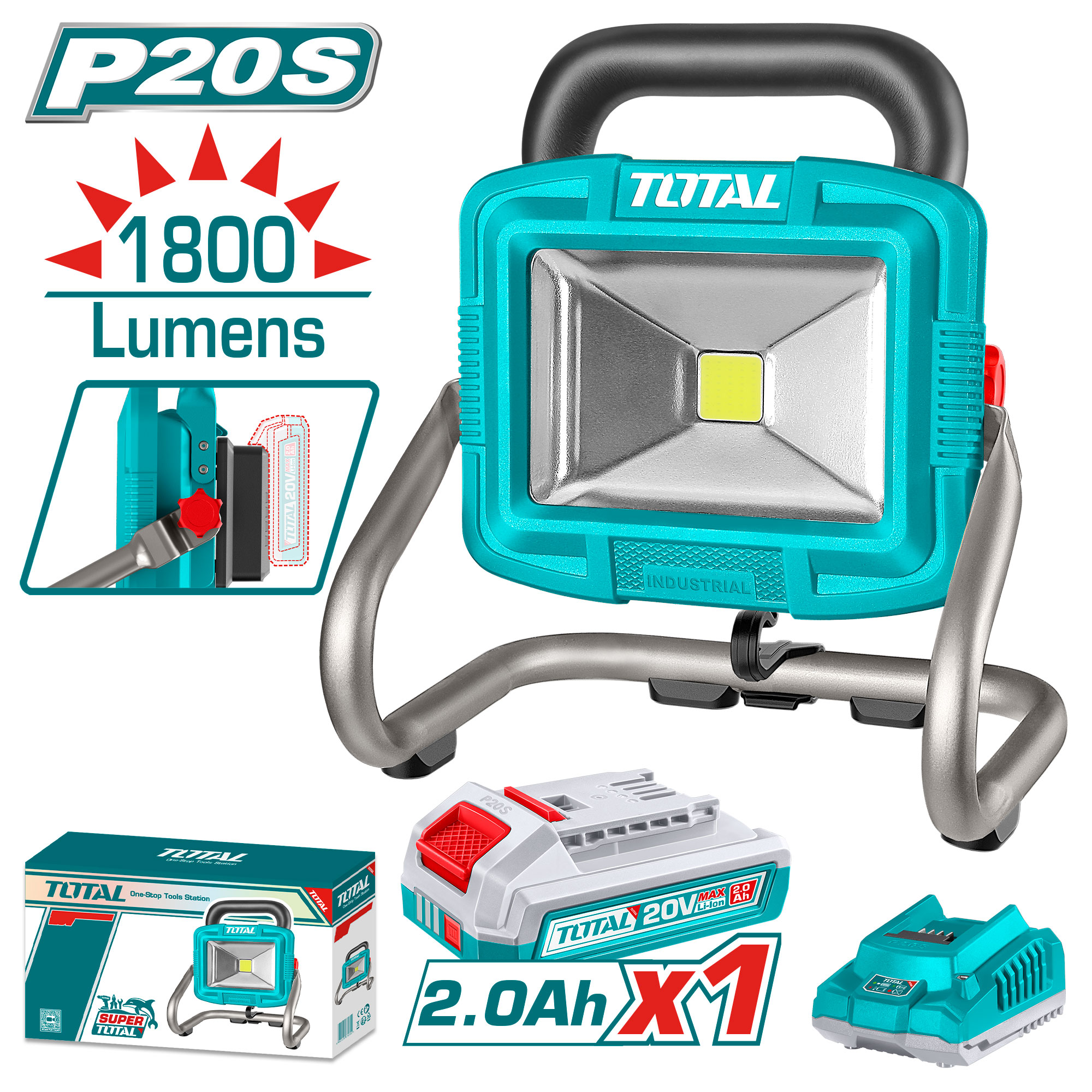 CORDLESS WORK LAMP 20 VOLT WITH BATTERY AND CHARGER