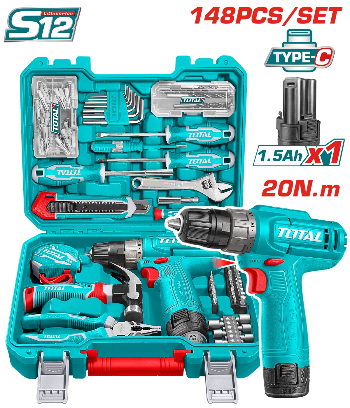 CORDLESS KIT 12 VOLT 148 PCS