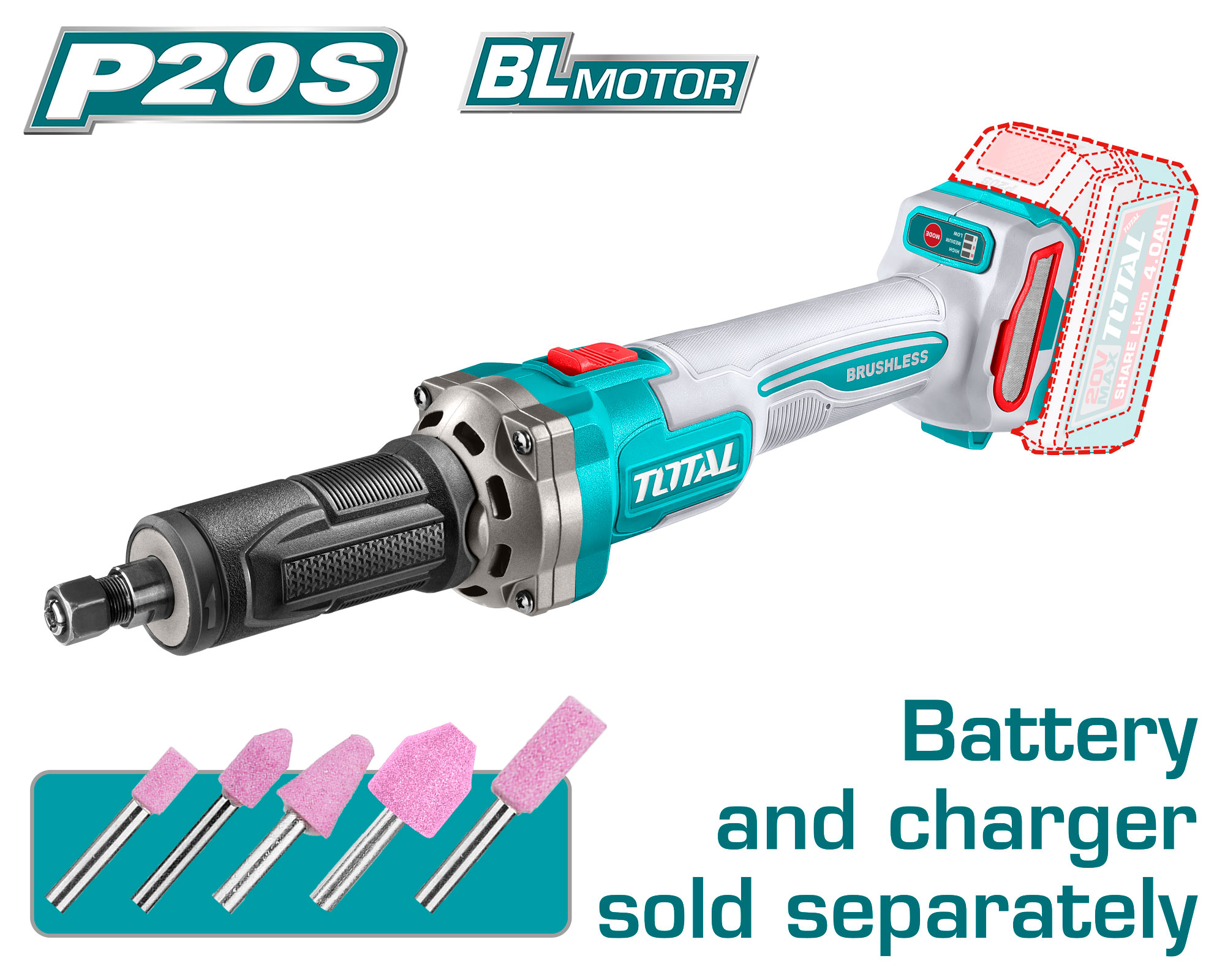 CORDLESS DIE GRINDER 20 VOLT WITHOUT BATTERY AND CHARGER