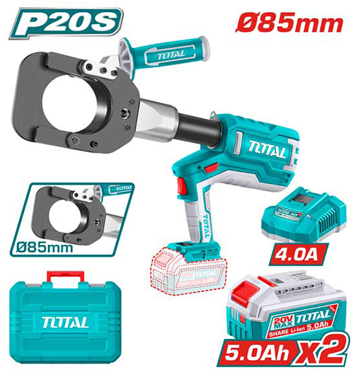 CORDLESS HYDRAULIC CABLE CUTTER 20V WITH 2 BATTERIES 5 A.H AND CHARGER