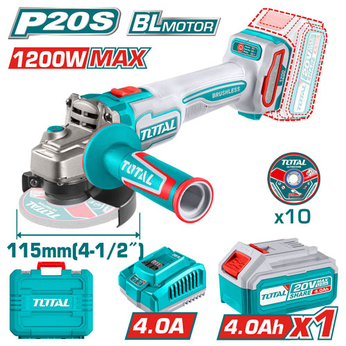 CORDLESS ANGLE GRINDER 1200W 4.5 INCH WITH BATTERY AND CHARGER