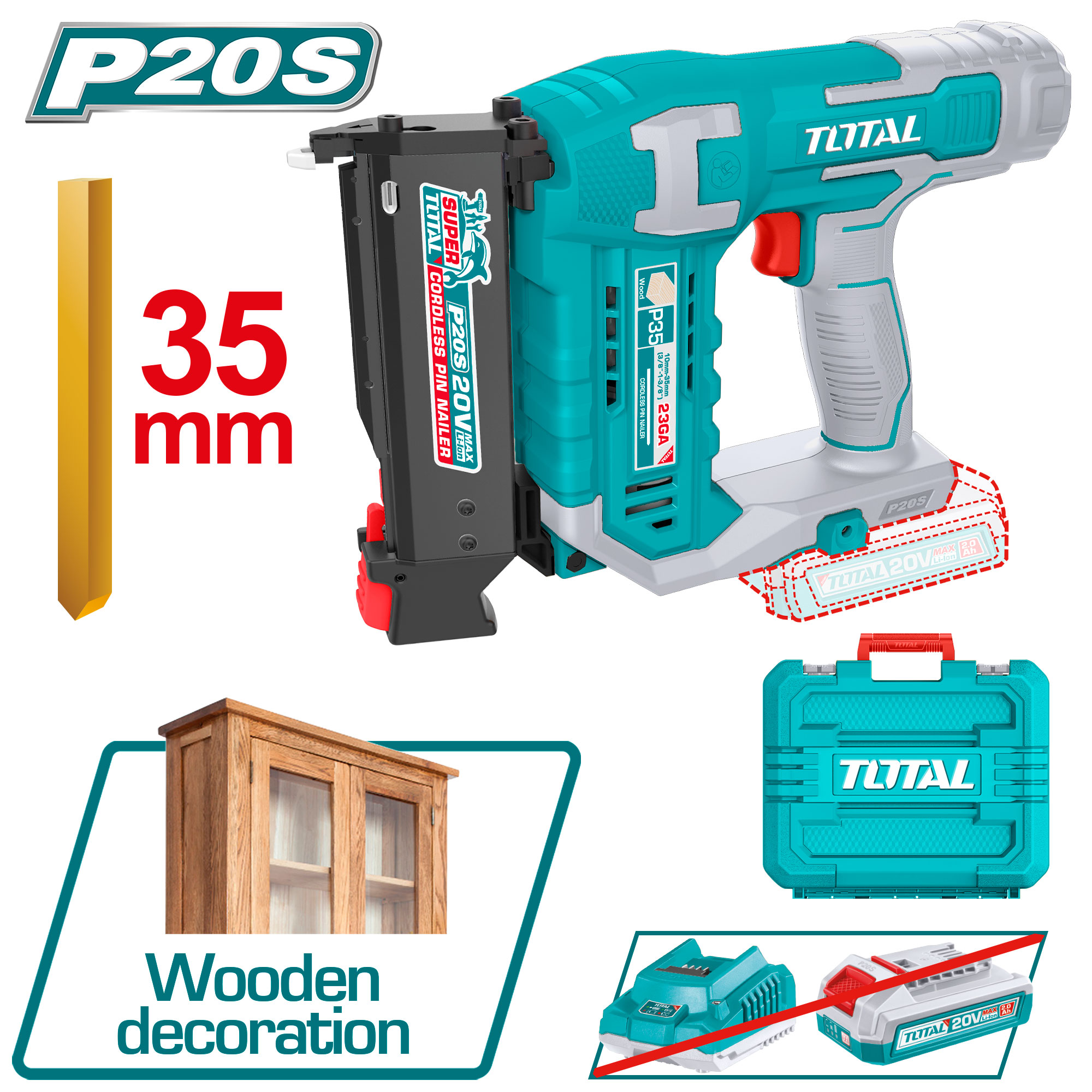 CORDLESS NAILER WITHOUT HEAD 3.5 CM 20 VOLT WITHOUT BATTERY