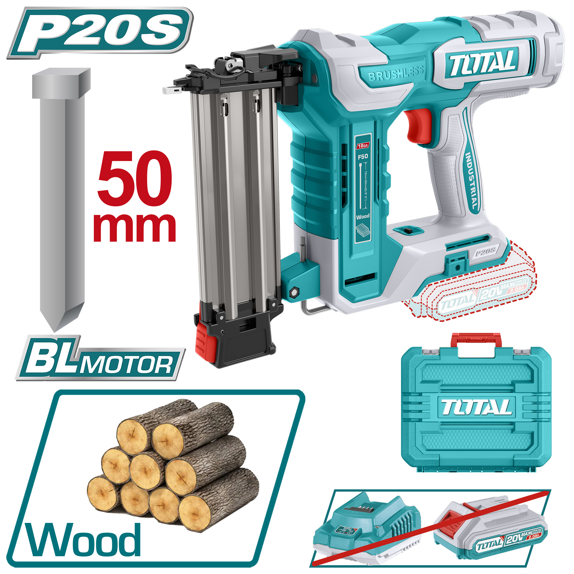 CORDLESS NAILER 5 CM 20 VOLT WITHOUT BATTERY