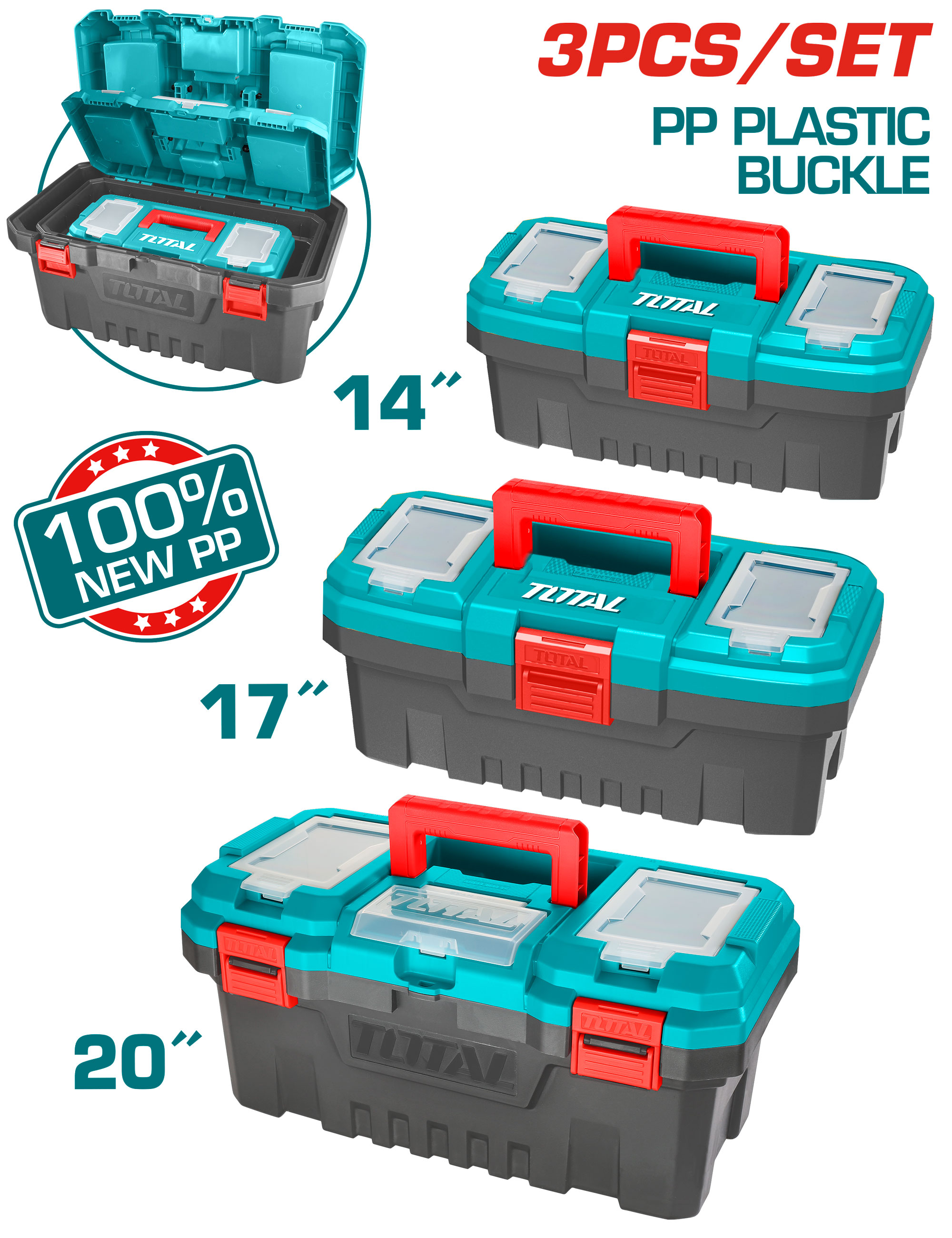 3 PCS PLASTIC TOOL BOX SET