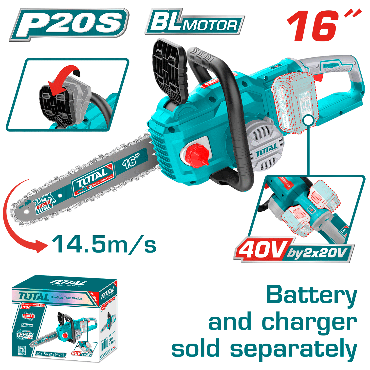 CORDLESS CHAIN SAW 16 INCH 40 VOLT