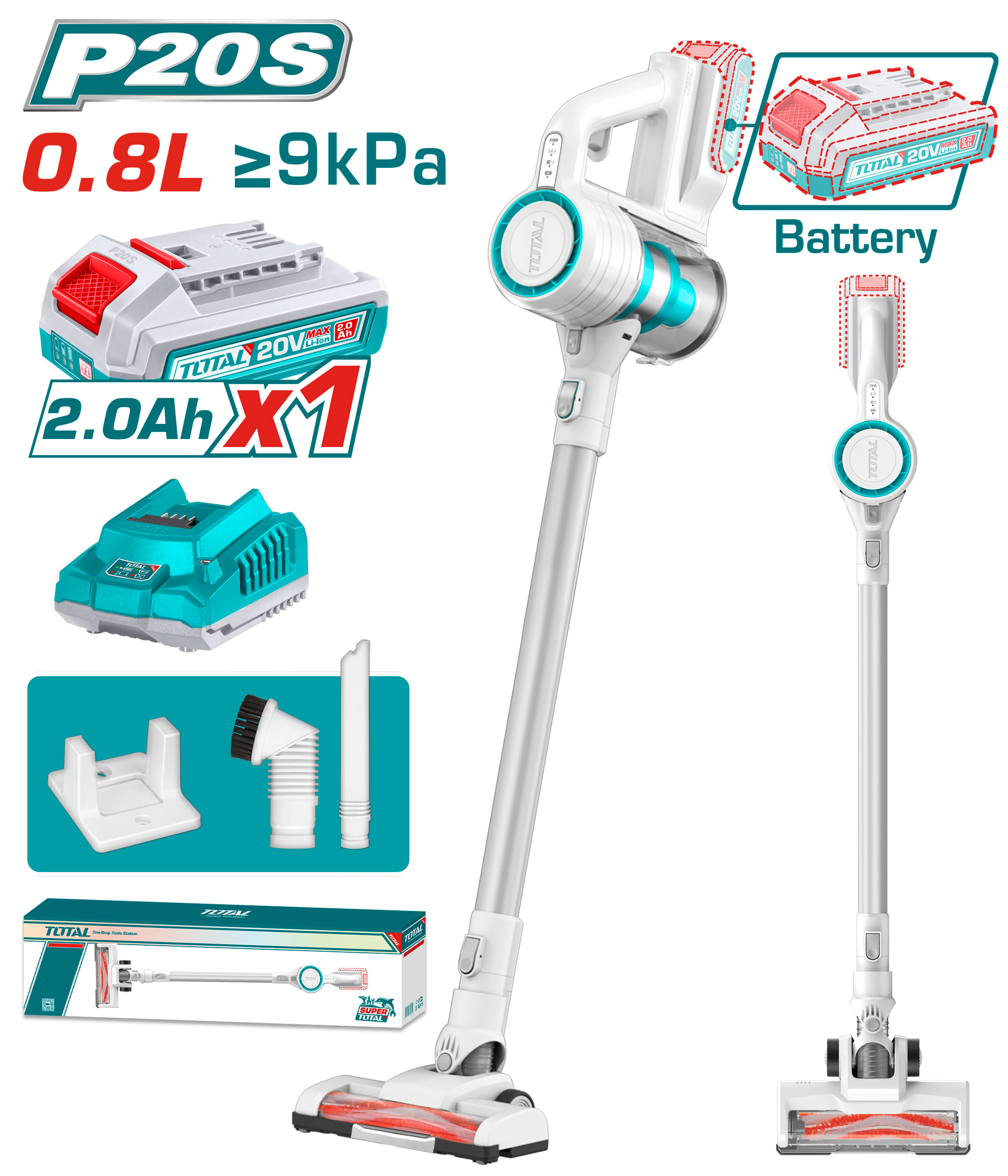 CORDLESS VACUUM CLEANER 20 VOLT WITH BATTERY AND CHARGER