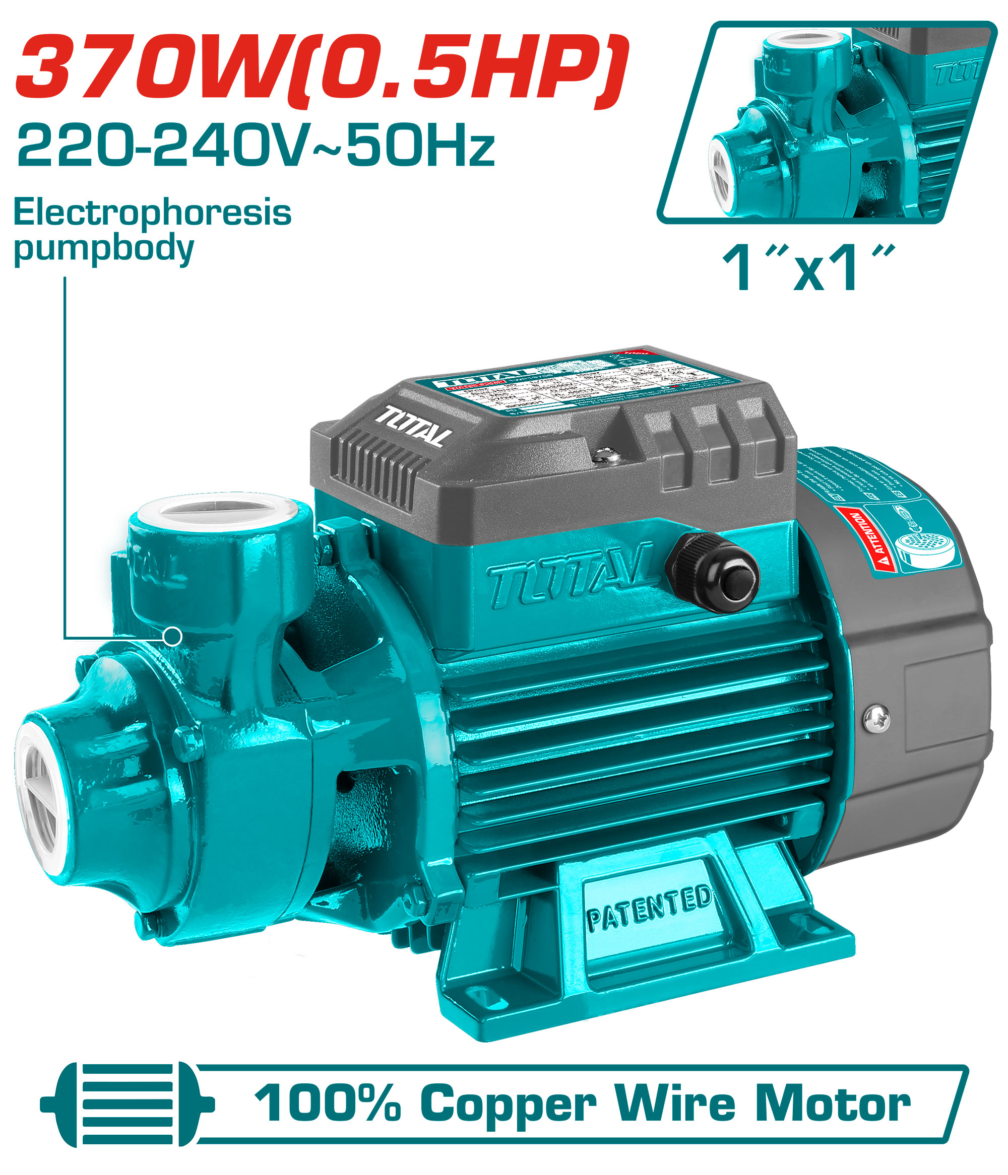 WATER PUMP 1/2 HP 370 WATT