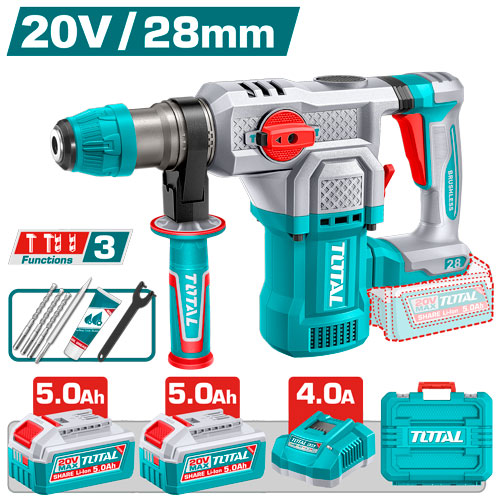 BATTERY ROTARY HAMMER 20 VOLT 28ML WITH 2 BATTERIES 5 AMP AND CHARGER