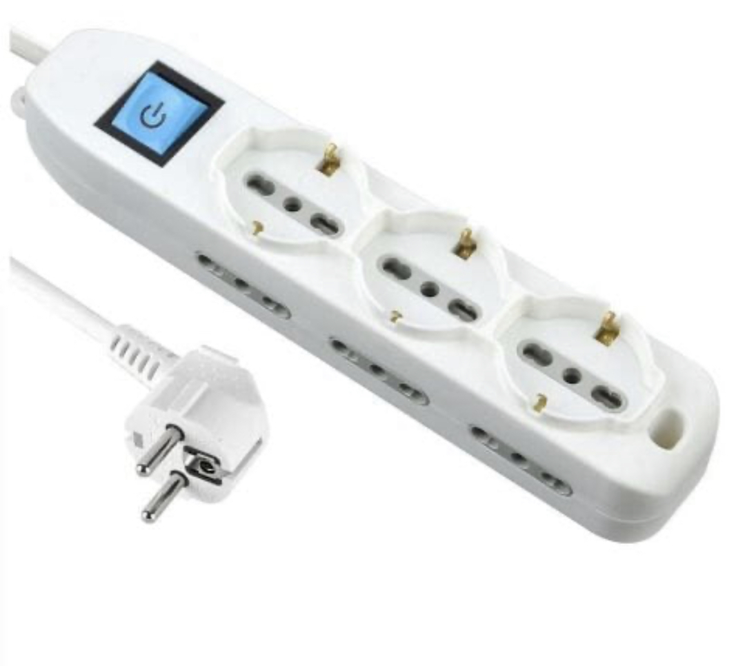 POWER STRIP 9 OUTLETS 2 METER WITH SWITCH 16 AMP WHITE