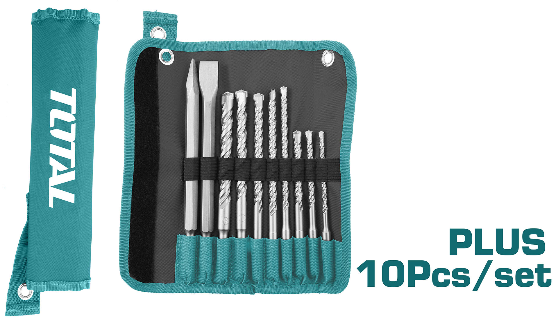 10PCS HAMMER DRILL BITS AND CHISELS SET