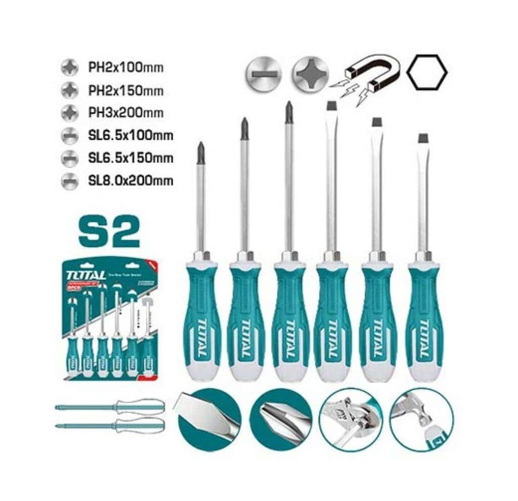 6 PCS GO THROUGH SCREW DRIVER SET