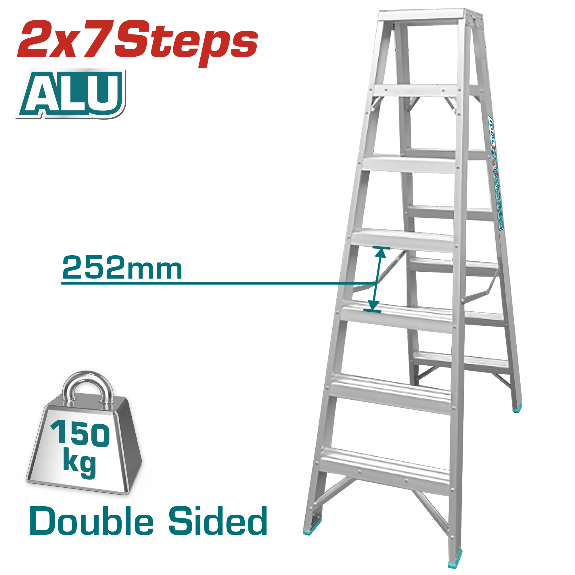 DOUBLE SIDE ALUMINIUM LADDER 1.7 M