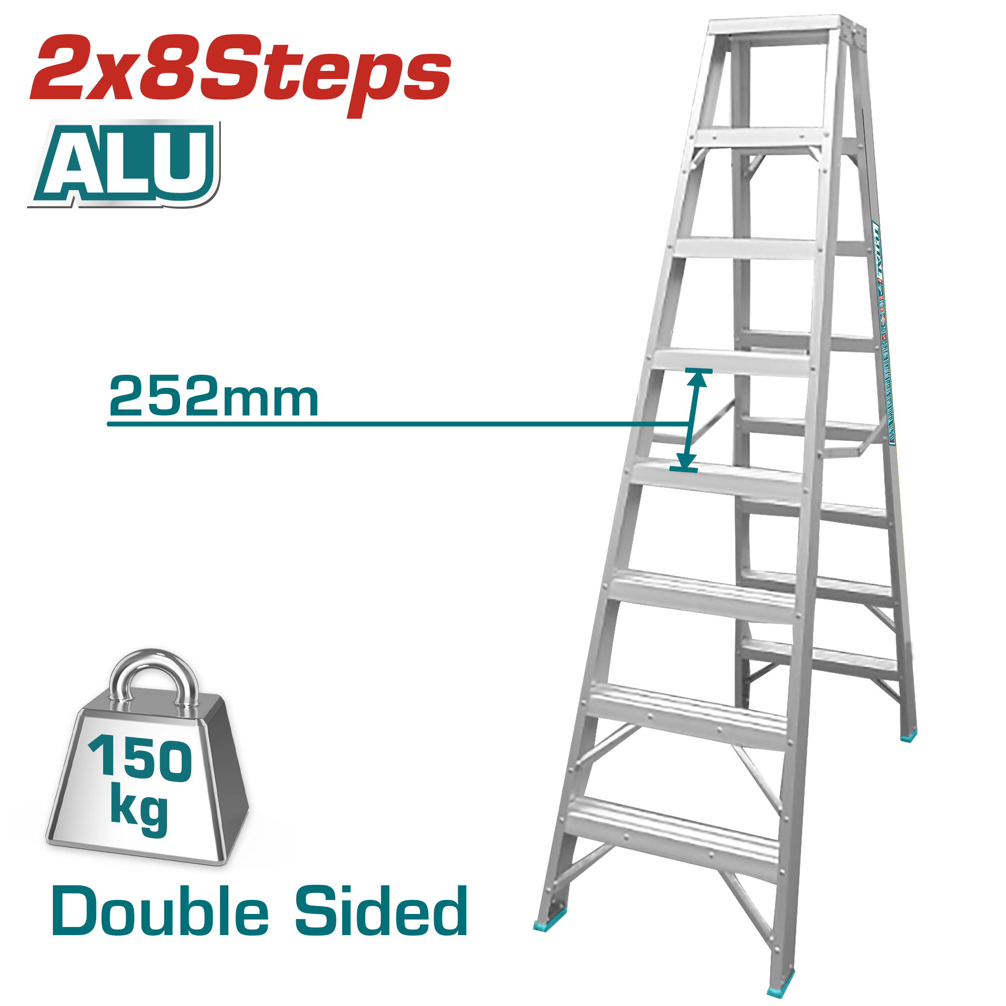 DOUBLE SIDE ALUMINIUM LADDER 1.95 M