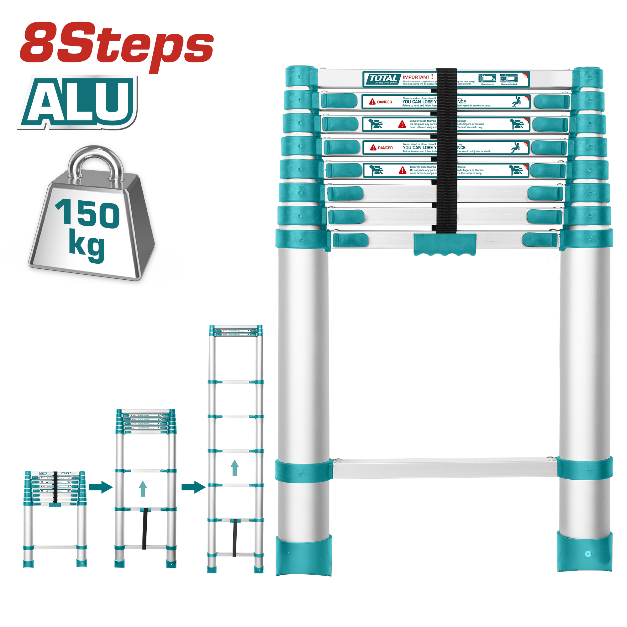 TELESCOPIC LADDER 8 STEPS 2.6 METER