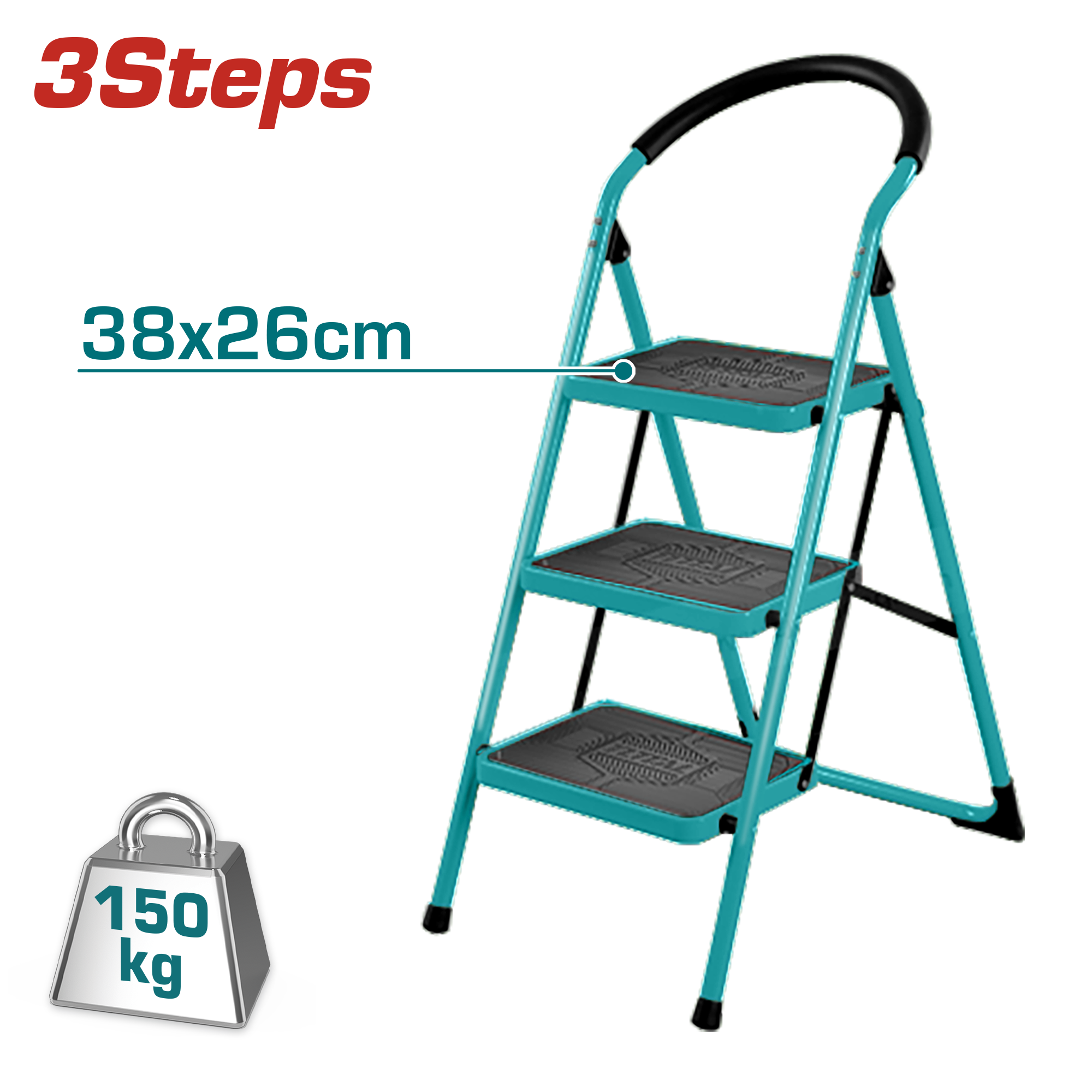 STEEL LADDER 3 STEPS 1.1 METER