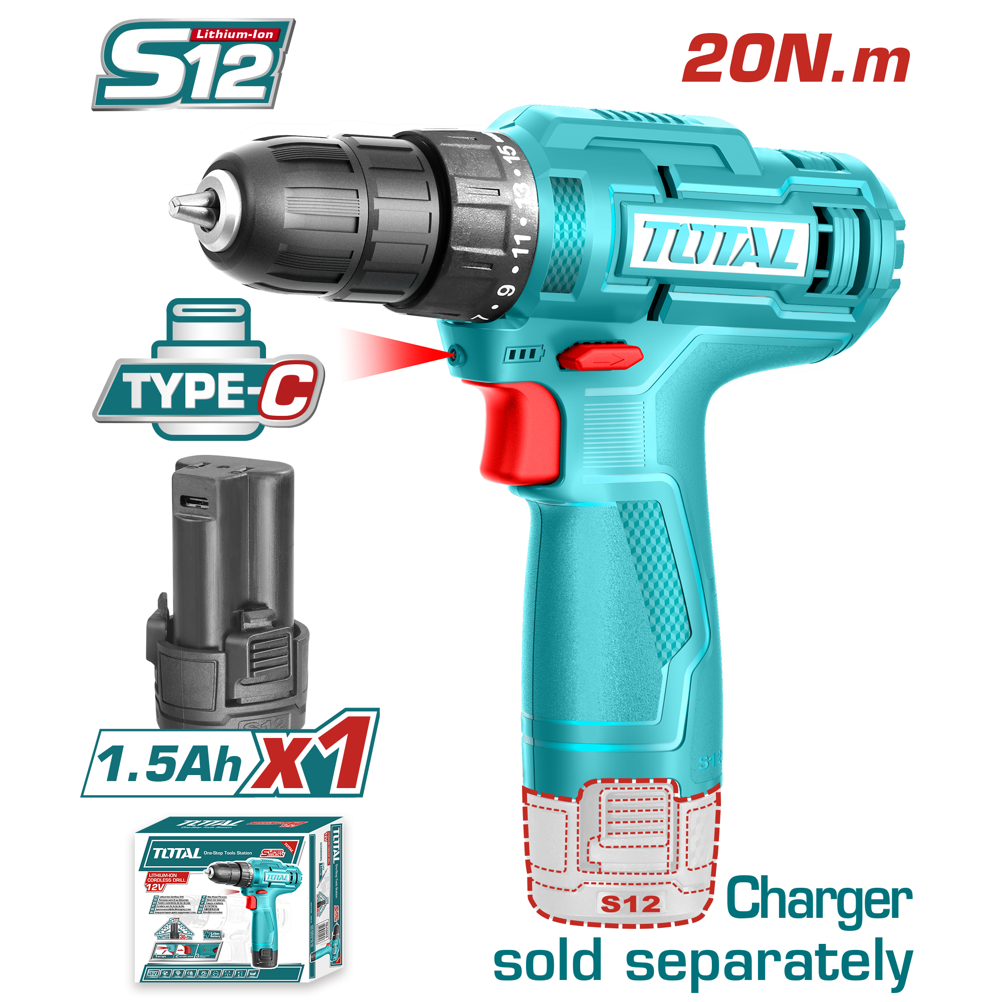 BATTERY DRILL 12 VOLT 1 BATTERY ( TYPE C )