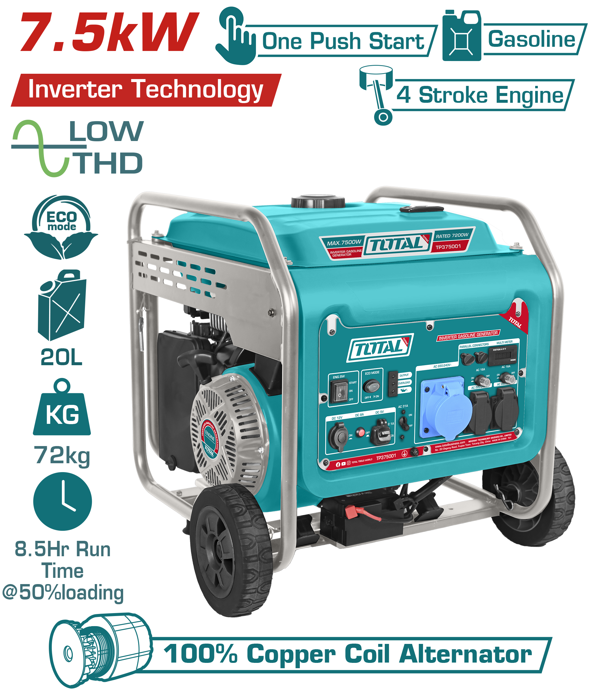 INVERTER GENERTOR ELECTRIC START 7.5 KW