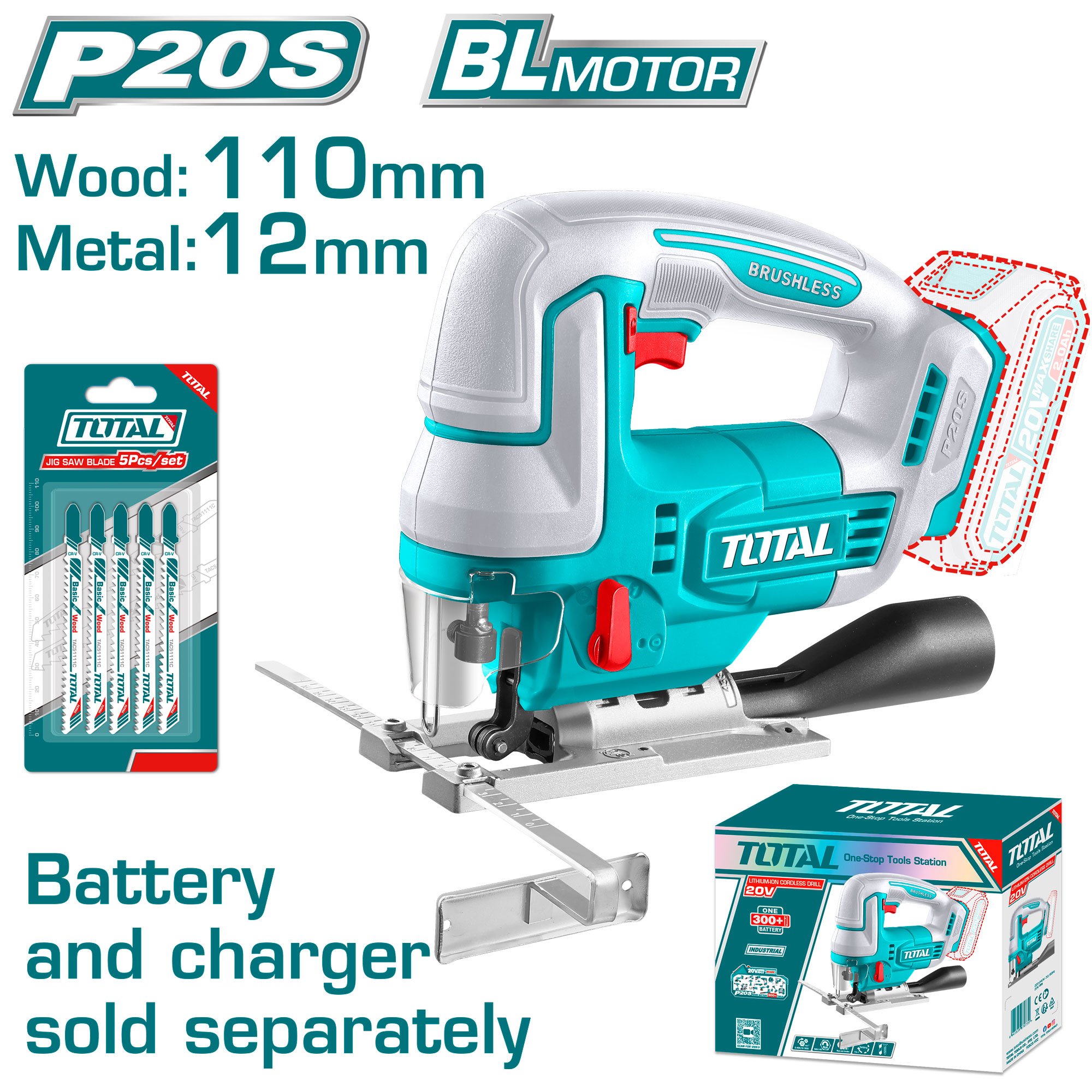 CORDLESS JIG SAW 20 VOLT WITHOUT BATTERY AND CGARGER
