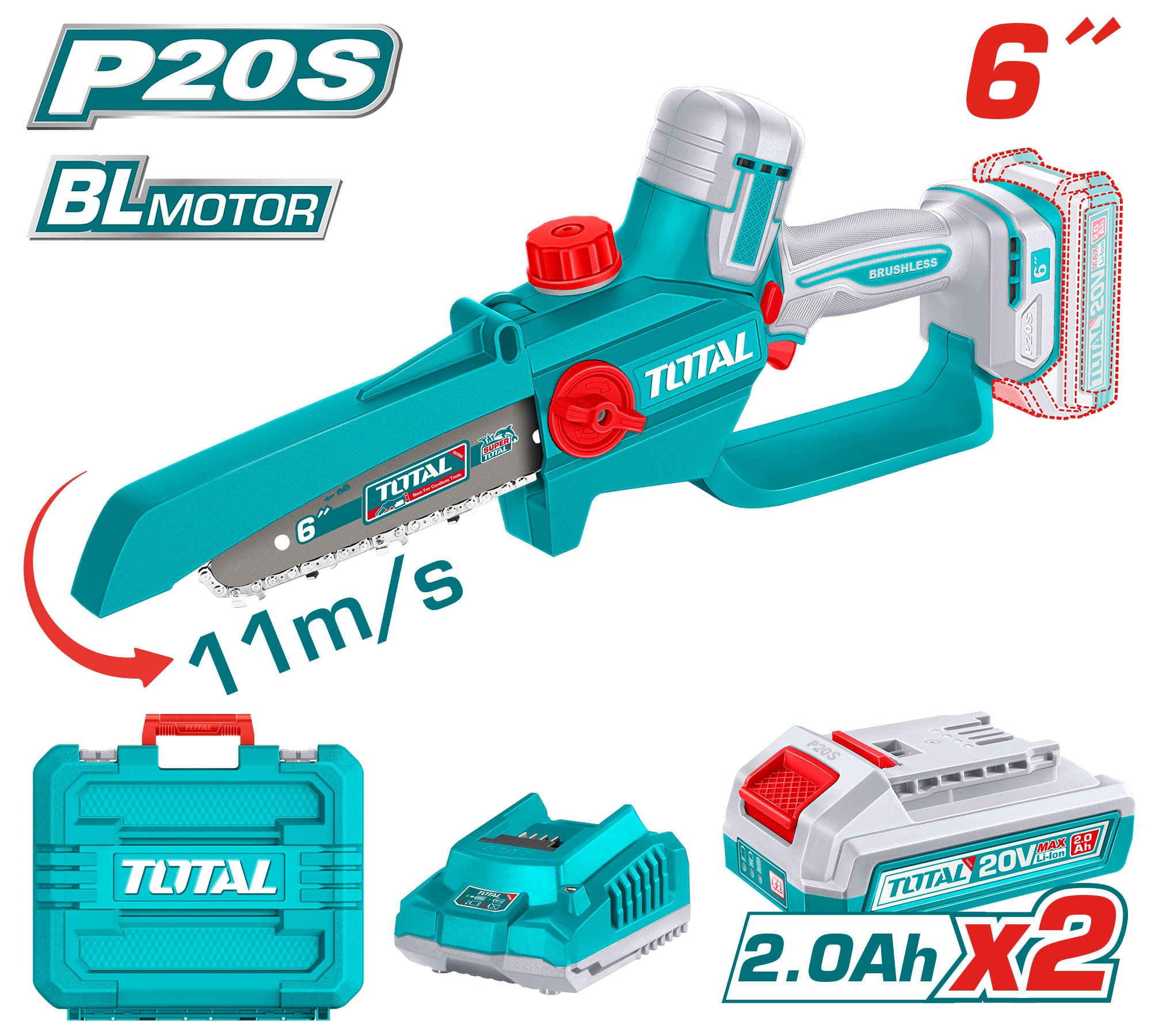CORDLESS PRUNER SAW 6 INCH WITH BATTERY AND CHARGER