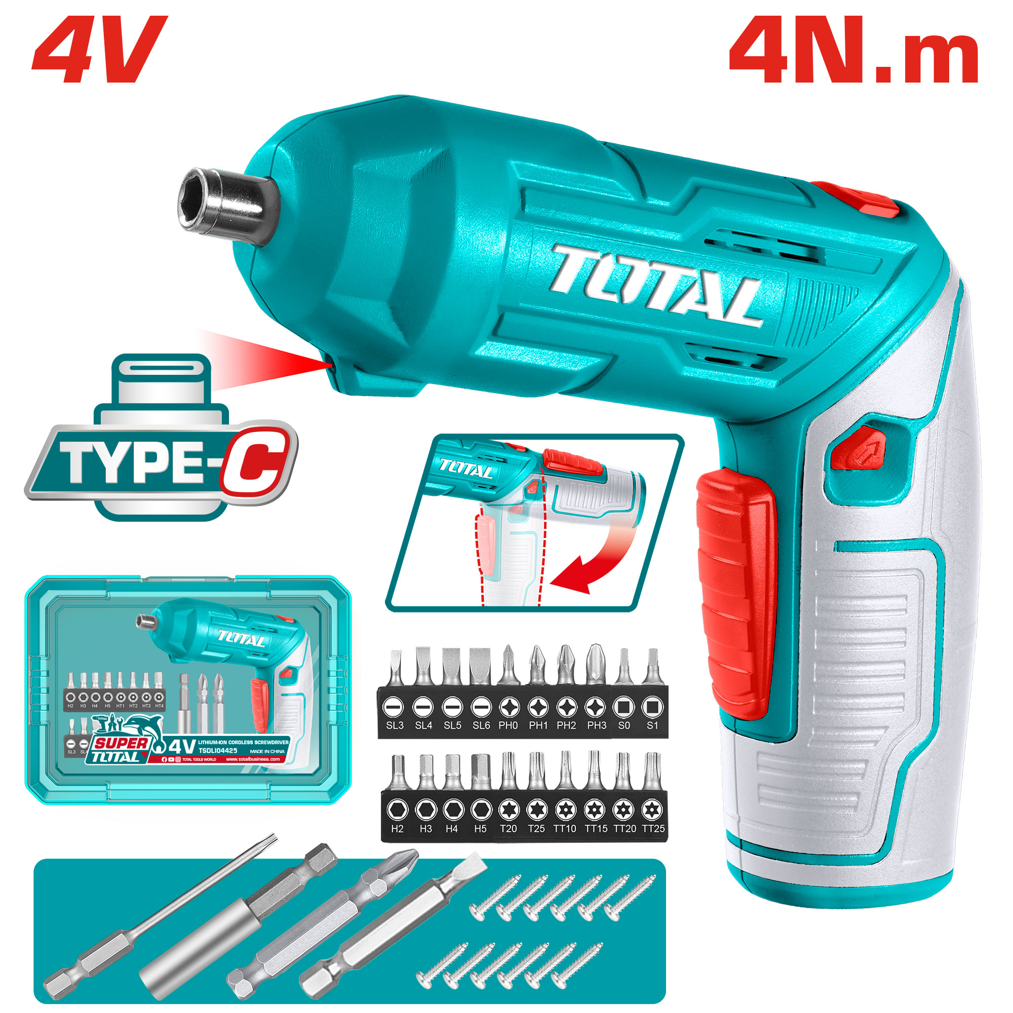 CORDLESS SCREW DRIVER 4 VOLT 24 PCS