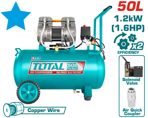 AIR COMPRESSOR SILENT AND OIL FREE 50 LIT 1 HEAD 1.6 HP