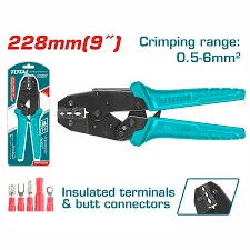 RATCHET CRIMPING PLIER FOR INSULATED TERMINALS AND BUTT CONNECTORS