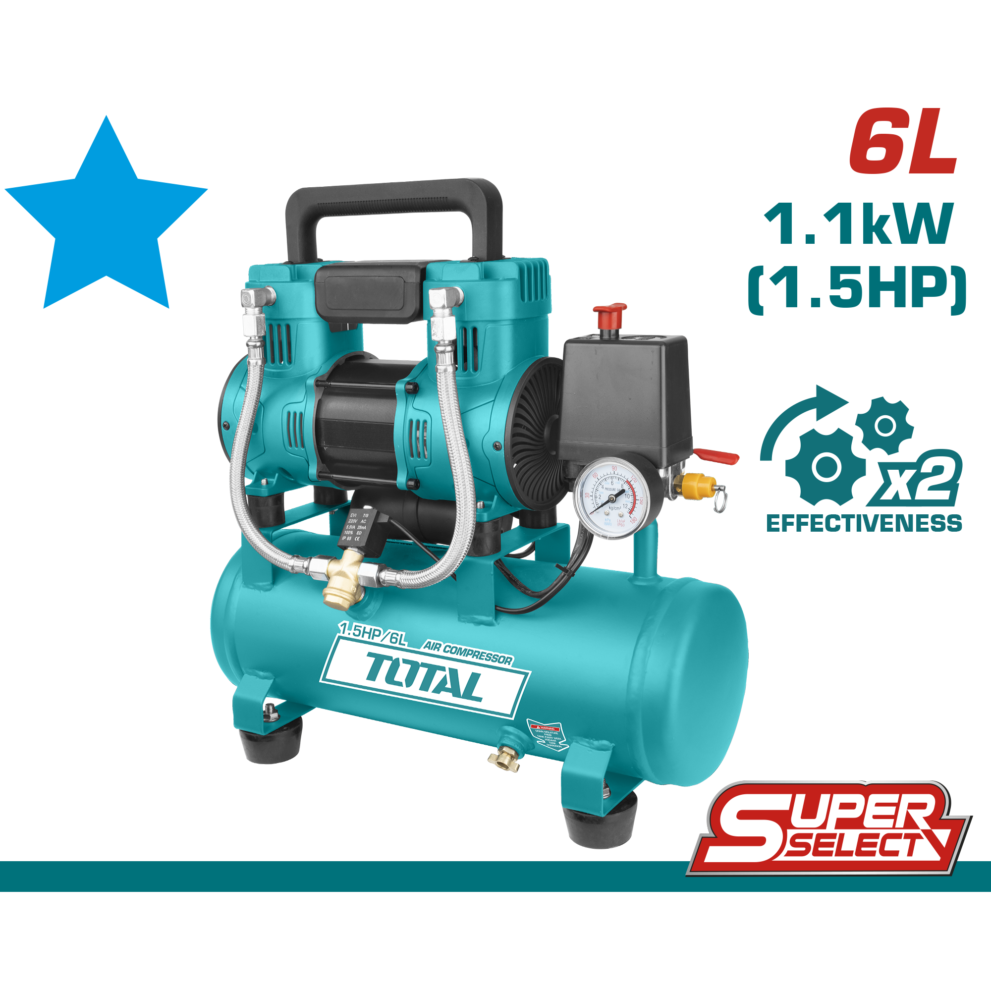 AIR COMPRESSOR SILENT AND OIL FREE 6 LIT