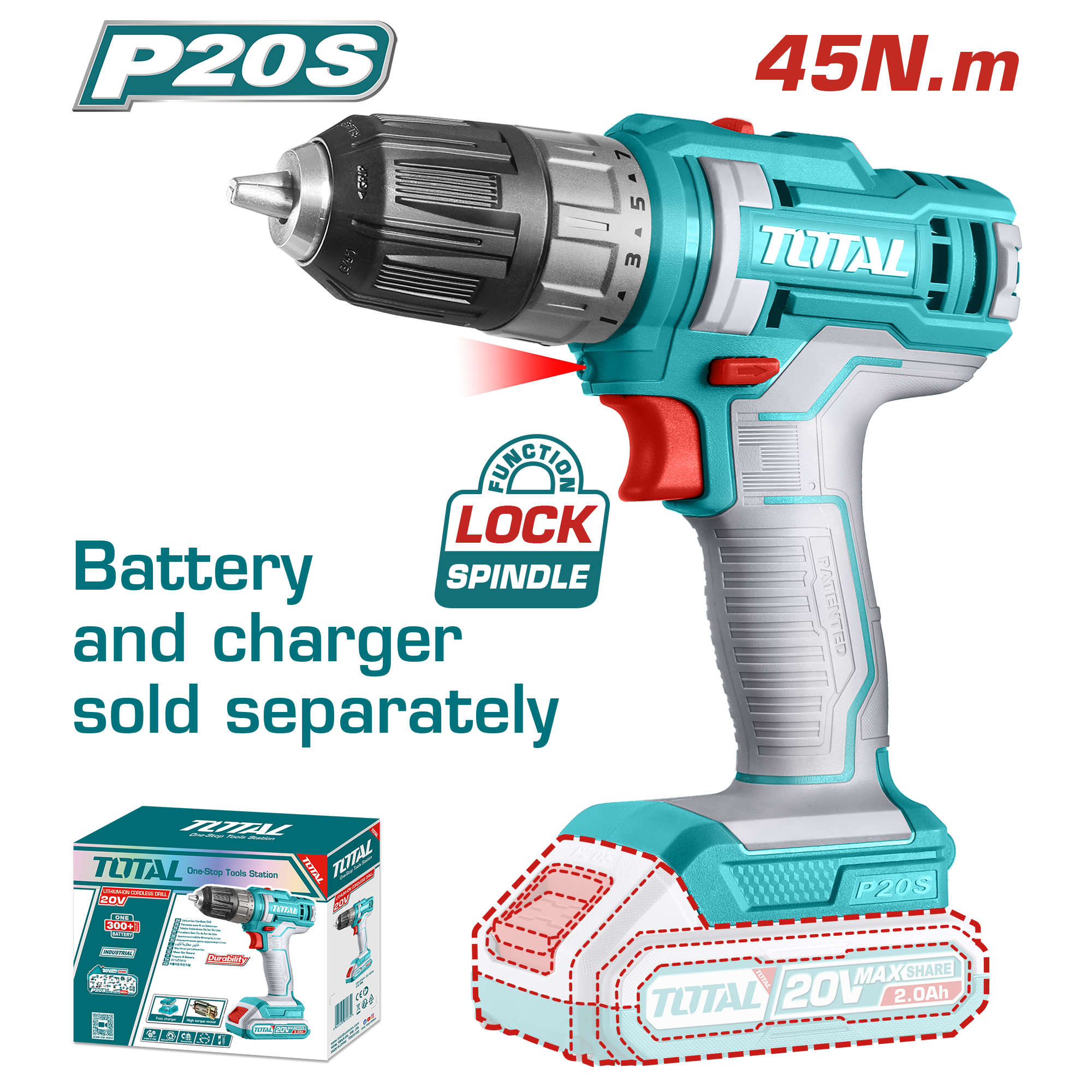 CORDLESS DRILL 20 VOLT WITHOUT BATTERY AND CHARGER